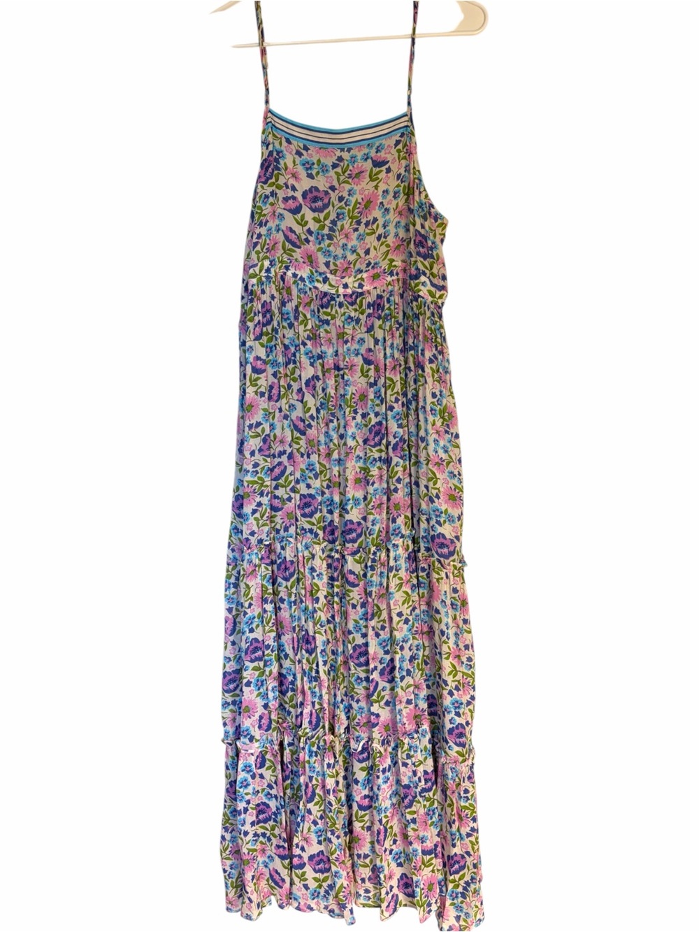 Spell Impala Lily Sundress Blue Pink Floral Tiered Flowy Large Resortwear - Picture 11 of 16